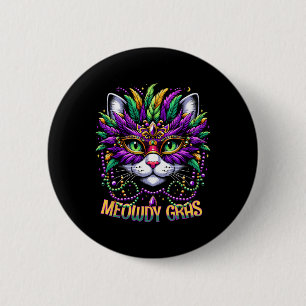 Meowdi Gras Mardi Gras Cat Lover Cats Kitten Button