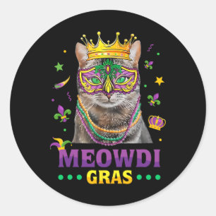 Meowdi Gras Mardi Gras Cat Lover New Orleans Louis Runder Aufkleber
