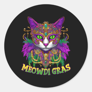Meowdi Gras Mardi Gras Cat Lover New Orleans Louis Runder Aufkleber