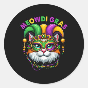 Meowdi Gras Mardi Gras Cat Lover New Orleans Louis Runder Aufkleber