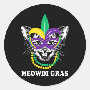 Meowdi Gras Mardi Gras Cat Lover New Orleans Louis Runder Aufkleber
