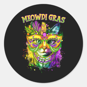 Meowdi Gras Mardi Gras Cat Lover New Orleans Louis Runder Aufkleber