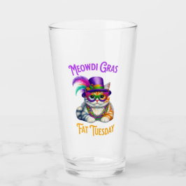 Meowdi Gras Mardi Gras mit Kitten Fett Dienstag Glas