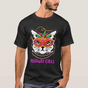 Meowdi Gras Niedlich Cat Funny Mardi Gras Kostüm f T-Shirt