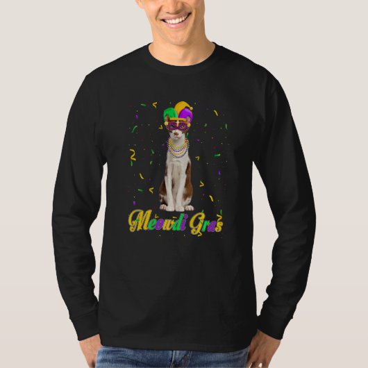Meowdi Gras Niedlich Oriental Cat Lover Mardi Gras T-Shirt (Vorderseite)
