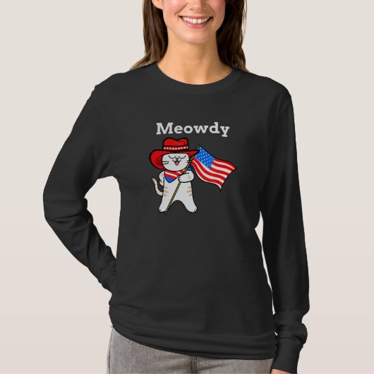 Meowdy Cat American Flag T-Shirt (Vorderseite)