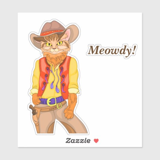 Meowdy! Cat Cowboy Aufkleber (Blatt)