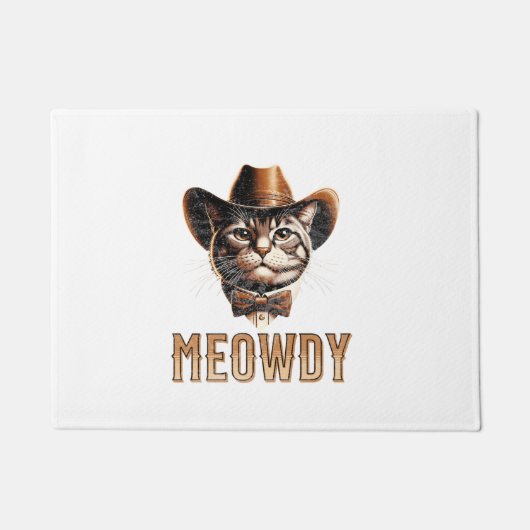 Meowdy Cat Cowboy Cowgirl Men Women Halloween Fußmatte (Vorderseite)