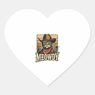 Meowdy Cat Cowboy Cowgirl Meow Howdy Halloween Cos Herz-Aufkleber