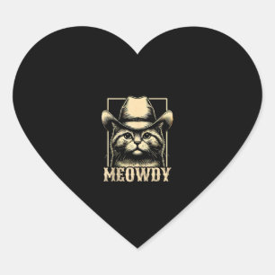 Meowdy Cat Cowboy Cowgirl Meow Howdy Halloween Cos Herz-Aufkleber