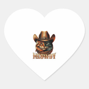 Meowdy Cat Cowboy Cowgirl Meow Howdy Halloween Cos Herz-Aufkleber