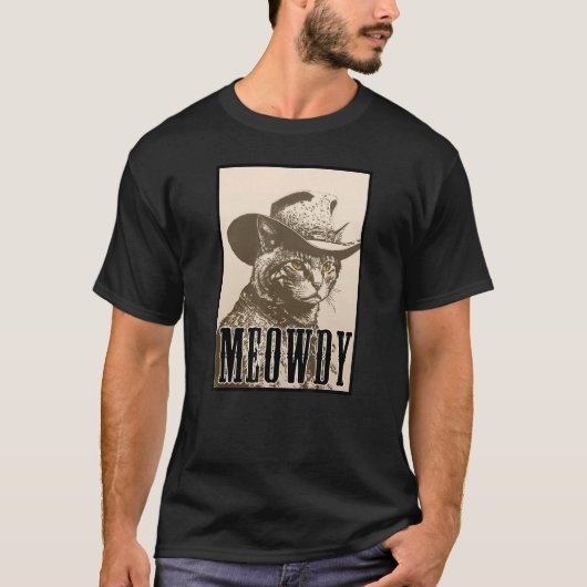 Meowdy Cat Shirt - Funny Mashup Meow and Howdy - C (Vorderseite)