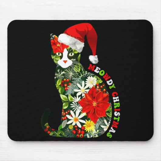 Meowdy Christmas Floral Cat For Cat Lover Holiday Mousepad (Vorne)