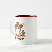Meowdy Cowboy Hat Cactus cat Zweifarbige Tasse (Vorderseite Links)
