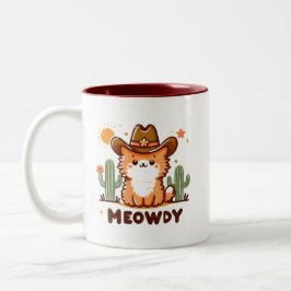 Meowdy Cowboy Hat Cactus cat Zweifarbige Tasse