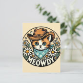 Meowdy Cowboy Kitty Cat Postkarte (Stehend Vorderseite)