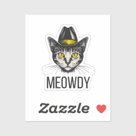 Meowdy Funny Cat Aufkleber (Blatt)