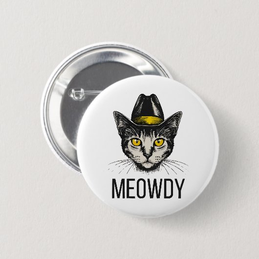 Meowdy Funny Cat Button (Vorne & Hinten)