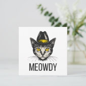 Meowdy Funny Cat Einladung (Stehend Vorderseite)
