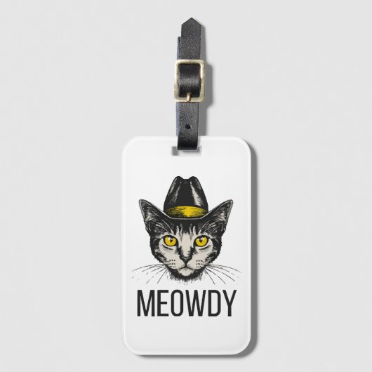 Meowdy Funny Cat Gepäckanhänger (Vorderseite Vertikal)