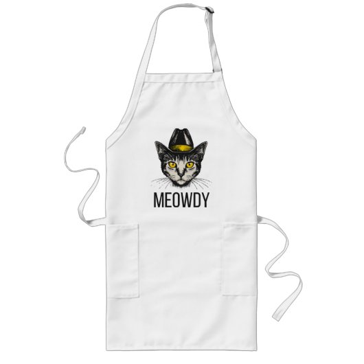 Meowdy Funny Cat Lange Schürze (Vorne)
