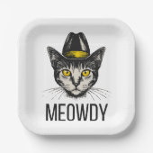 Meowdy Funny Cat Pappteller (Vorderseite)