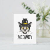 Meowdy Funny Cat Postkarte (Stehend Vorderseite)