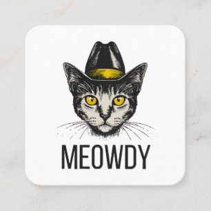 Meowdy Funny Cat Quadratische Visitenkarte