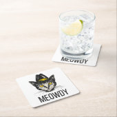 Meowdy Funny Cat Rechteckiger Pappuntersetzer (Vor Ort)