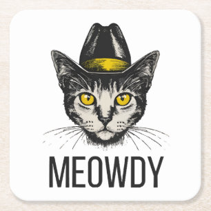 Meowdy Funny Cat Rechteckiger Pappuntersetzer