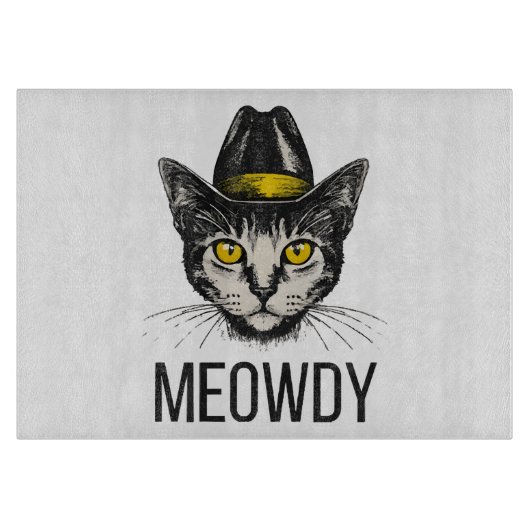Meowdy Funny Cat Schneidebrett (Vorderseite)