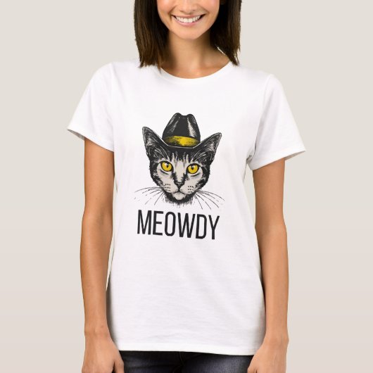 Meowdy Funny Cat T-Shirt (Vorderseite)