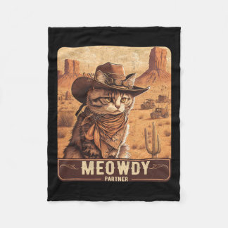 Meowdy! Funny Country Music Cat Cowboy Hat Poster Fleecedecke