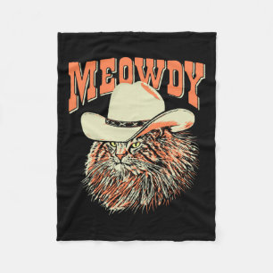 Meowdy! Funny Country Music Cat Cowboy Hat Vintag Fleecedecke