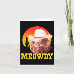Meowdy! Funny Country Music Cat Cowboy Hat Vintag Karte