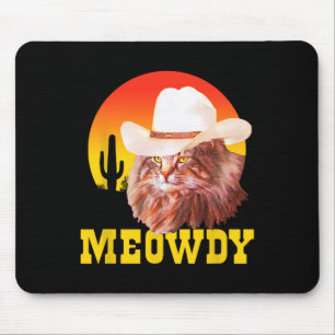 Meowdy! Funny Country Music Cat Cowboy Hat Vintag Mousepad
