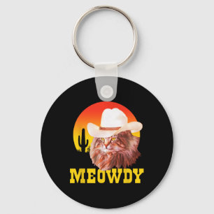 Meowdy! Funny Country Music Cat Cowboy Hat Vintag Schlüsselanhänger