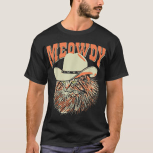 Meowdy Funny Country Music Chat Cowboy Hat Vintag T-Shirt