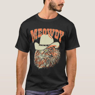 Meowdy Funny Country Music Chat Cowboy Hat Vintag T-Shirt