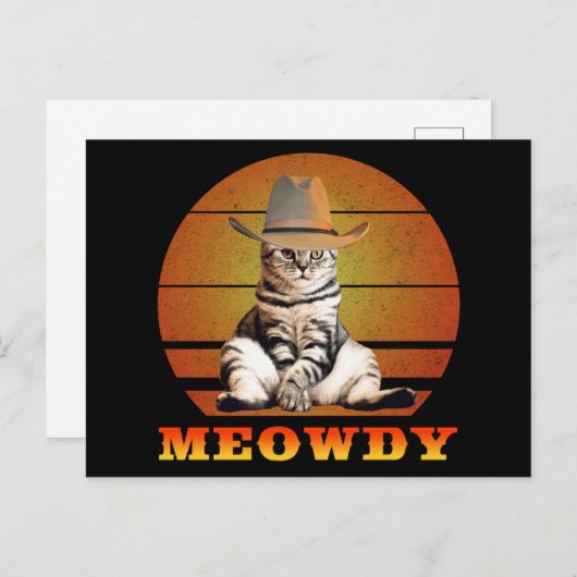 Meowdy Funny Cowboy Cat Postkarte (Vorne/Hinten)