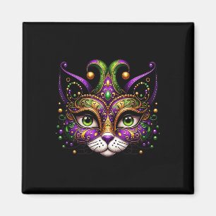 Meowdy Gras Cat Kitten Masquerade Mardi Gras Beads Magnet