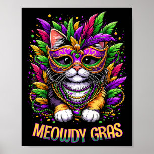 Meowdy Gras Katze Kätzchen Maskerade Mardi Gras Pe Poster