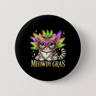 Meowdy Gras Niedlich Mardi Gras Cat Festival Mar Button