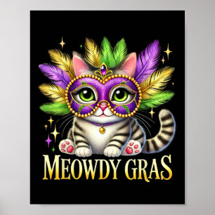 Meowdy Gras Niedlich Mardi Gras Cat Festival Mar Poster