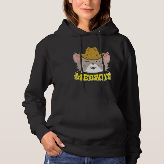 Meowdy Mashup Between Meow and Howdy Cat Hoodie (Vorderseite)
