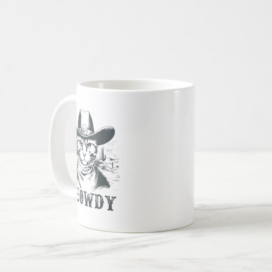 Meowdy - Mashup Between Meow And Howdy - Funny Cat Kaffeetasse (Vorderseite Links)