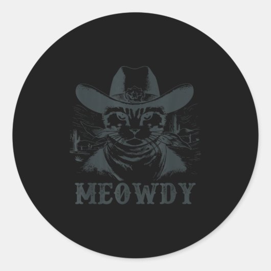 Meowdy - Mashup between Meow and Howdy - Funny Cat Runder Aufkleber (Vorderseite)