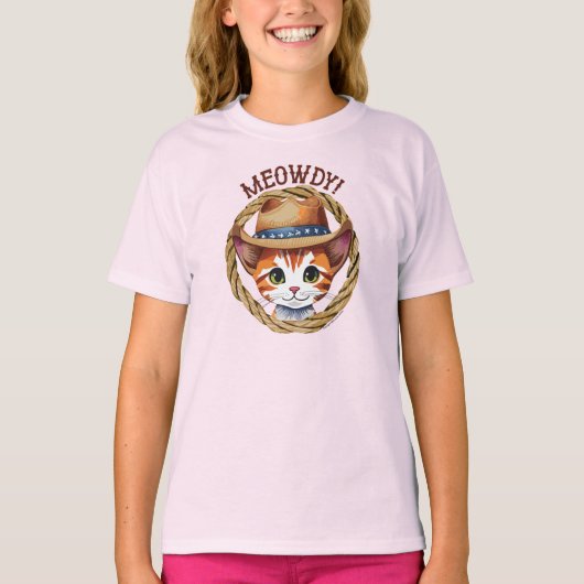 Meowdy! Niedlich Kitten mit Cowboy-Hut T-Shirt (Vorderseite)