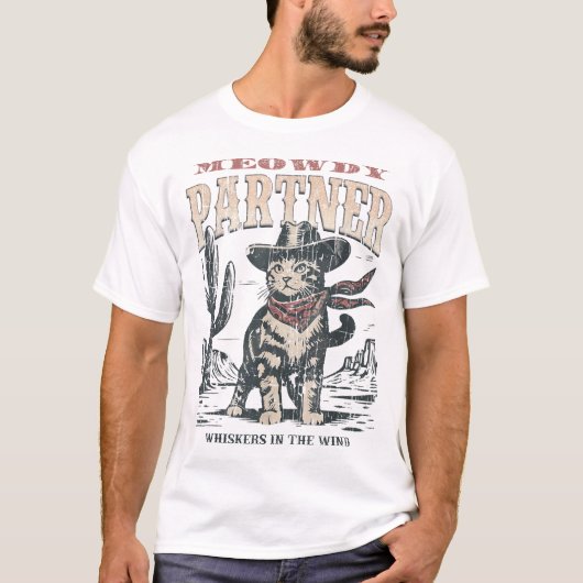 Meowdy Partner Cowboy Cat T-Shirt (Vorderseite)