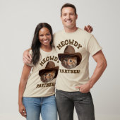 Meowdy Partner Niedlich Pet Cat Cowboy Spaß T-Shirt (Unisex)